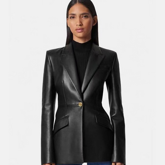 LEATHER BLAZER JACKET FOR WOMEN'S