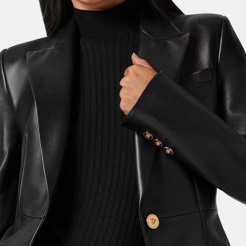 LEATHER BLAZER JACKET FOR WOMEN'S